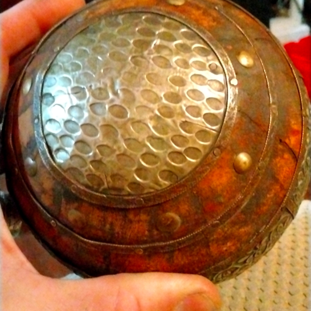 Ornamental Brass, Copper and Wooden Ball